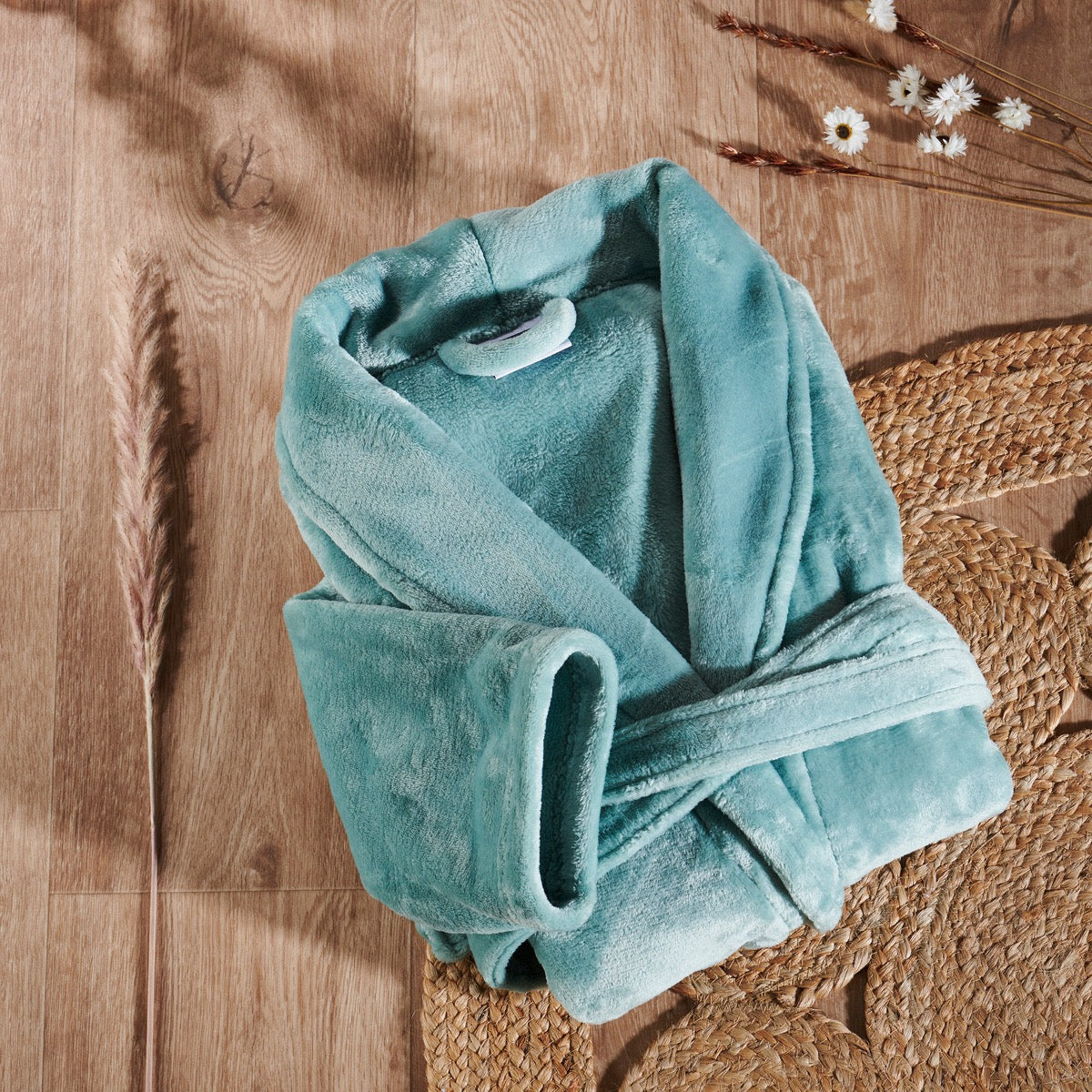 Peignoir Mixte Microfibre - Col Chale #Couleur_CELADON