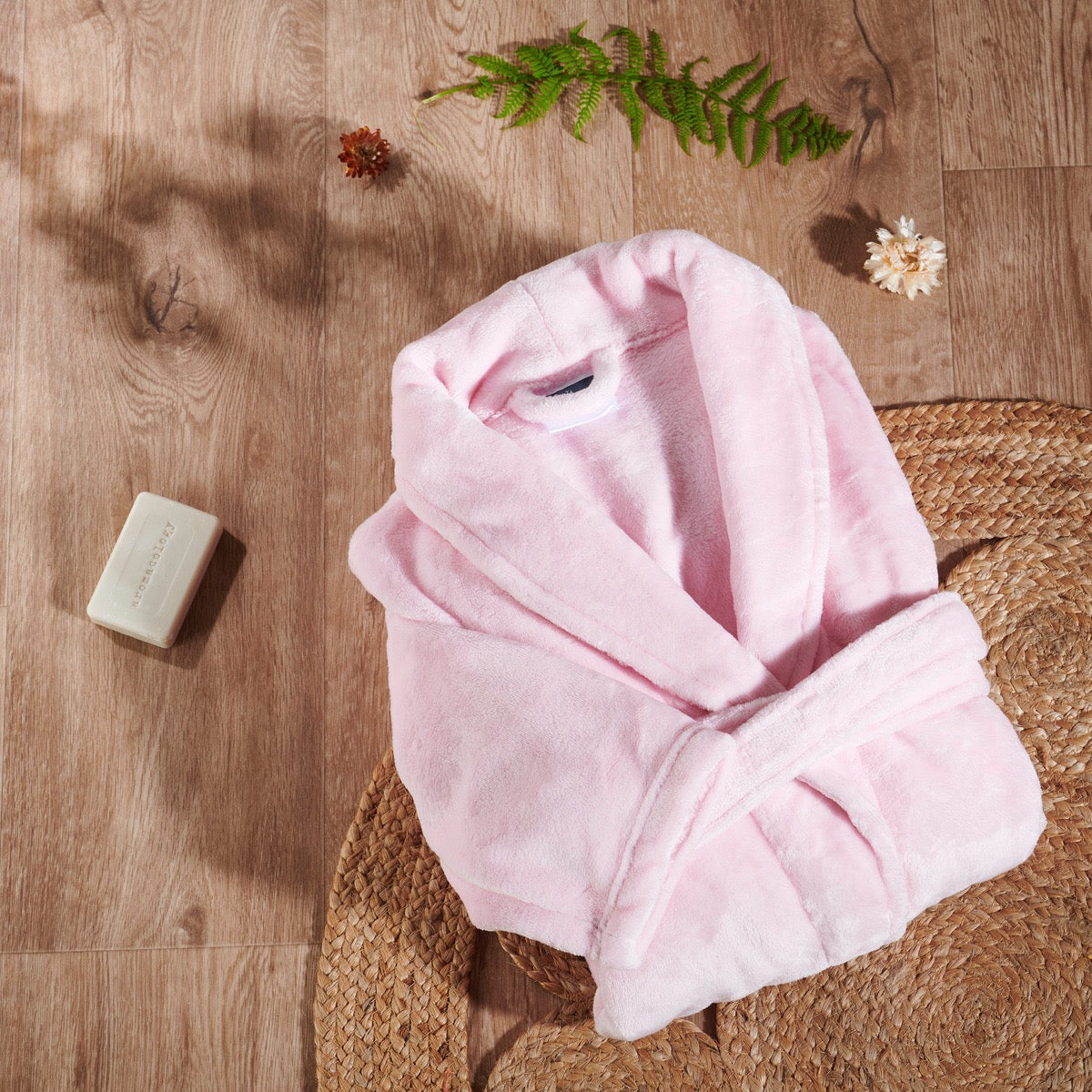 Peignoir Mixte Microfibre - Col Chale #Couleur_ROSE