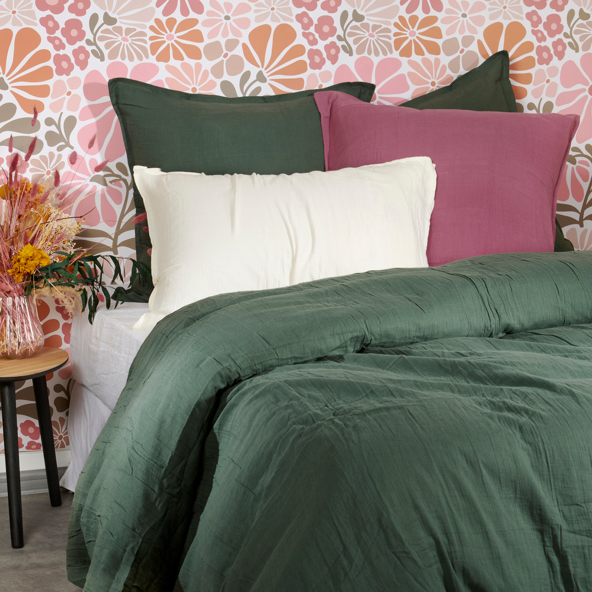 Housse de couette - Gaze de coton #Couleur_VERT SAPIN