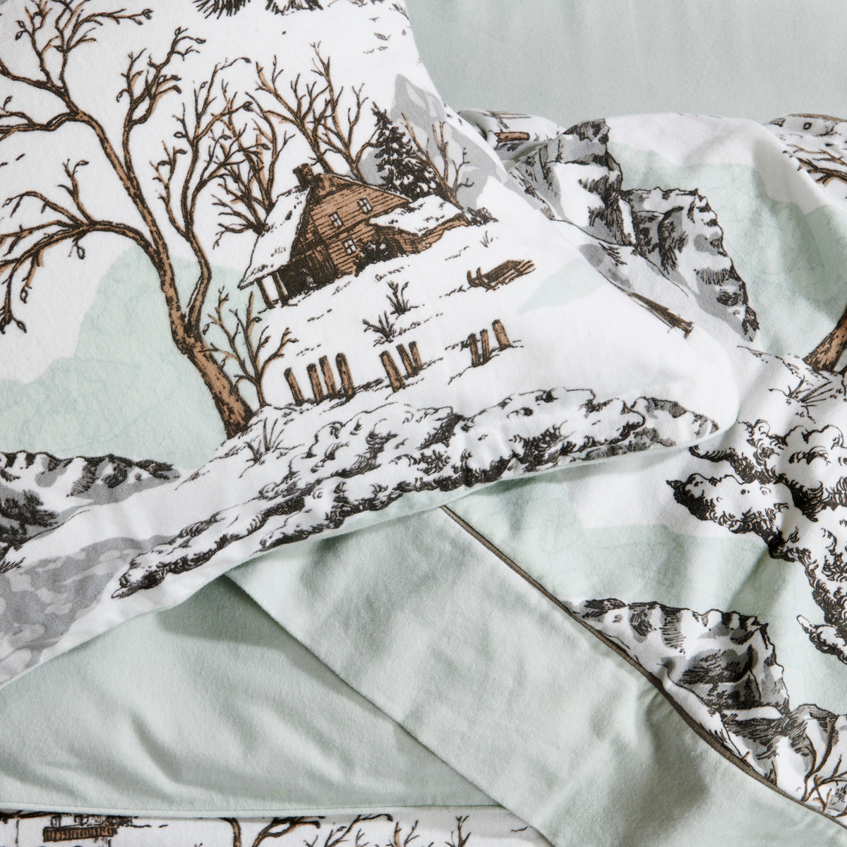Drap plat Montagne - Flanelle de coton