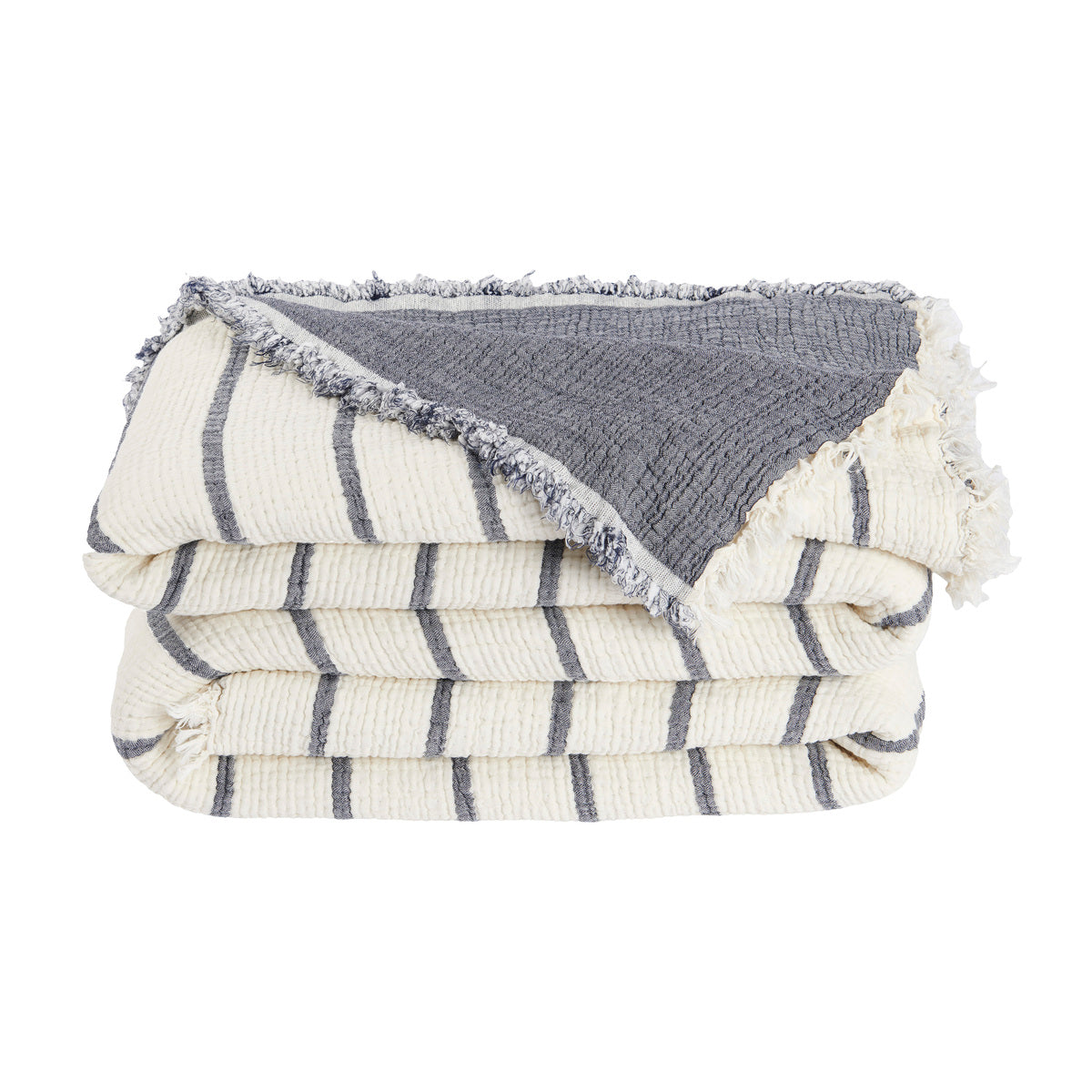 Couvre Lit Sélène - Mousseline de coton #Couleur_BLEU JEAN