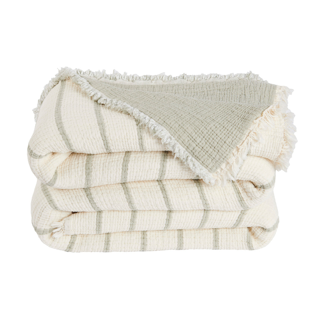 Couvre Lit Sélène - Mousseline de coton #Couleur_SAUGE