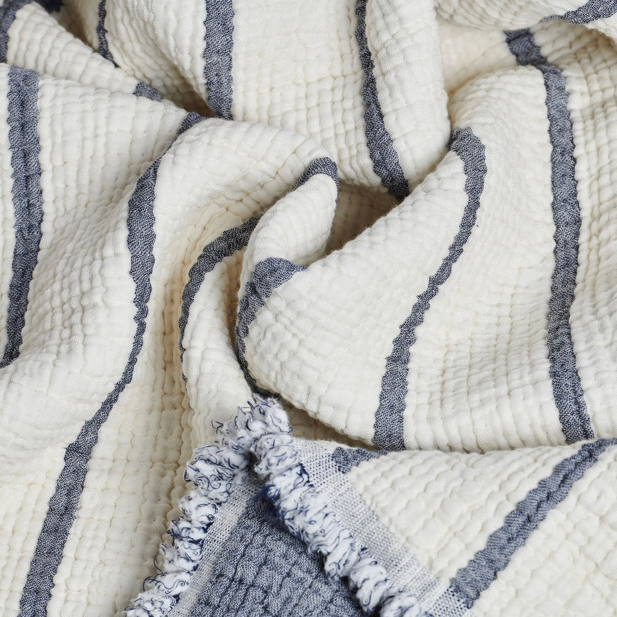 Couvre Lit Sélène - Mousseline de coton #Couleur_BLEU JEAN