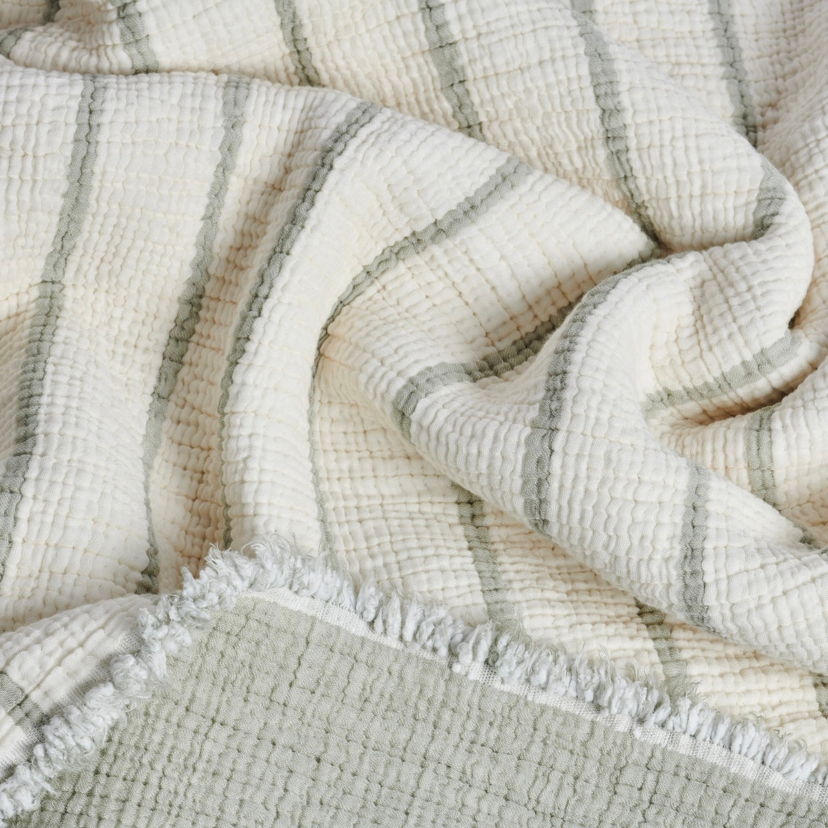 Couvre Lit Sélène - Mousseline de coton #Couleur_SAUGE