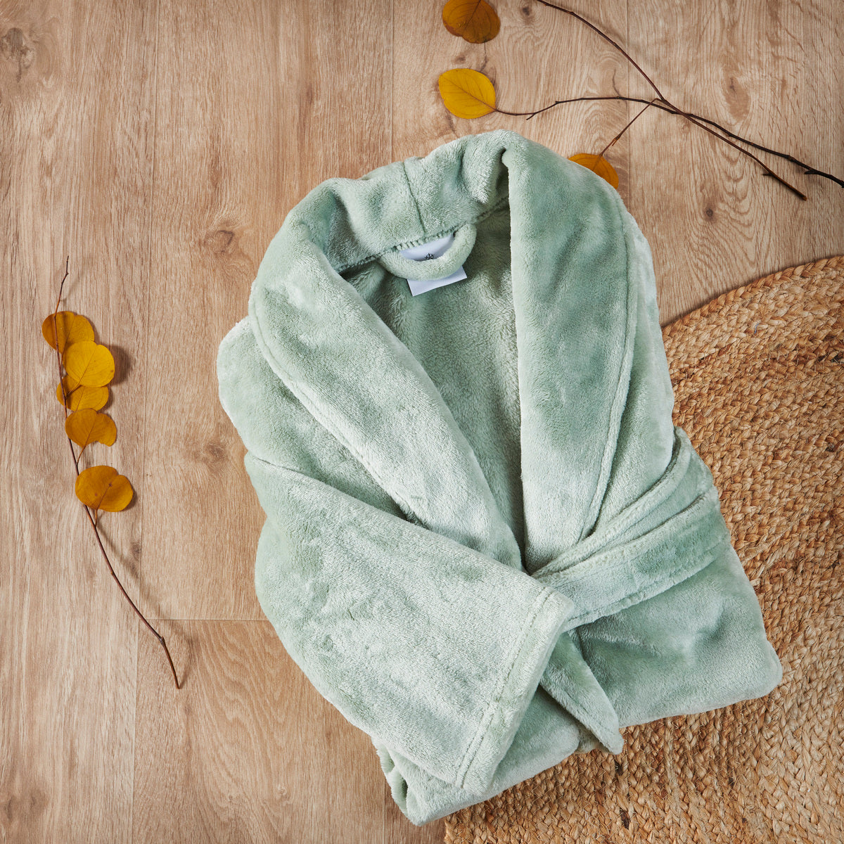 Peignoir Mixte Polaire - Col Chale #Couleur_SAUGE