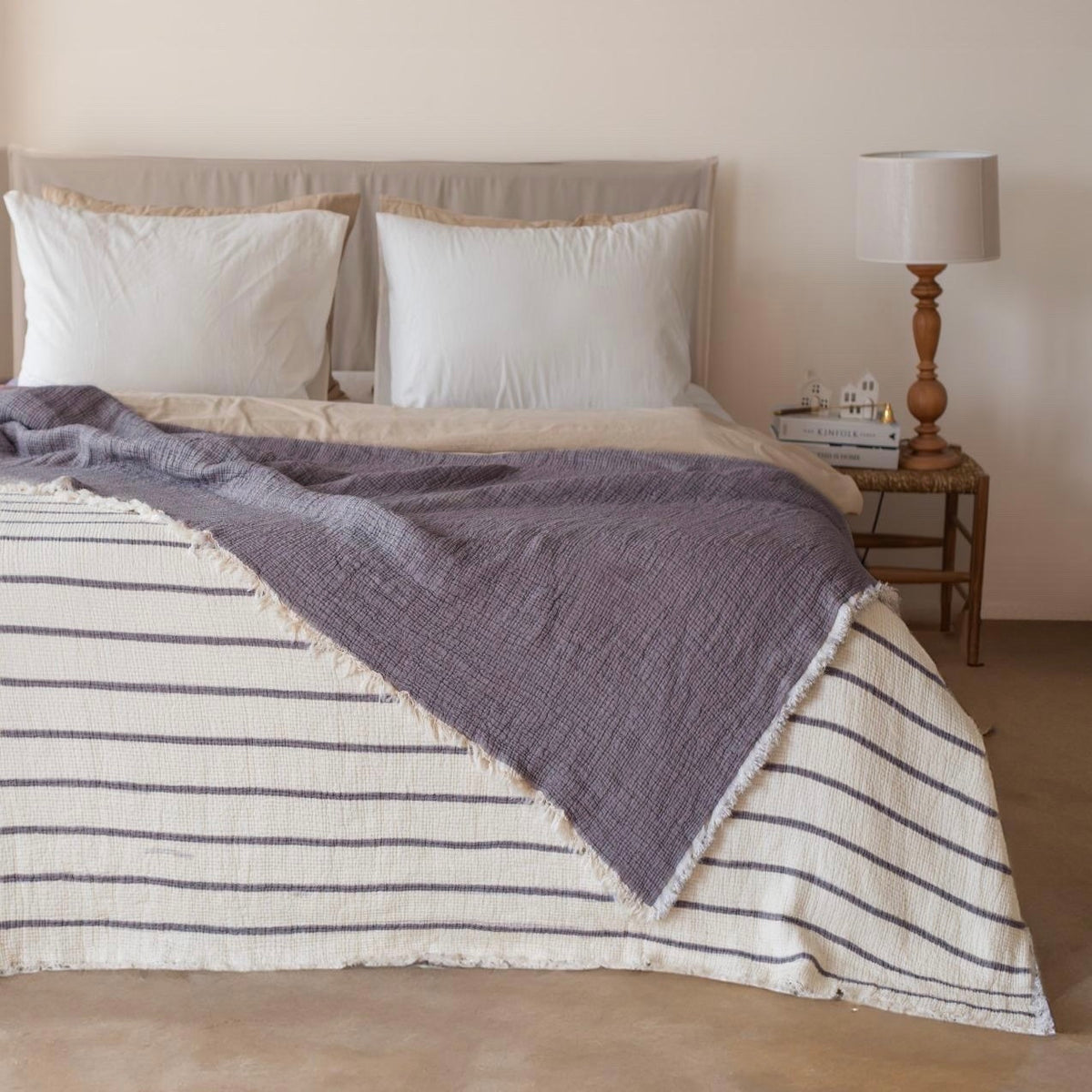 Couvre Lit Sélène - Mousseline de coton #Couleur_BLEU JEAN