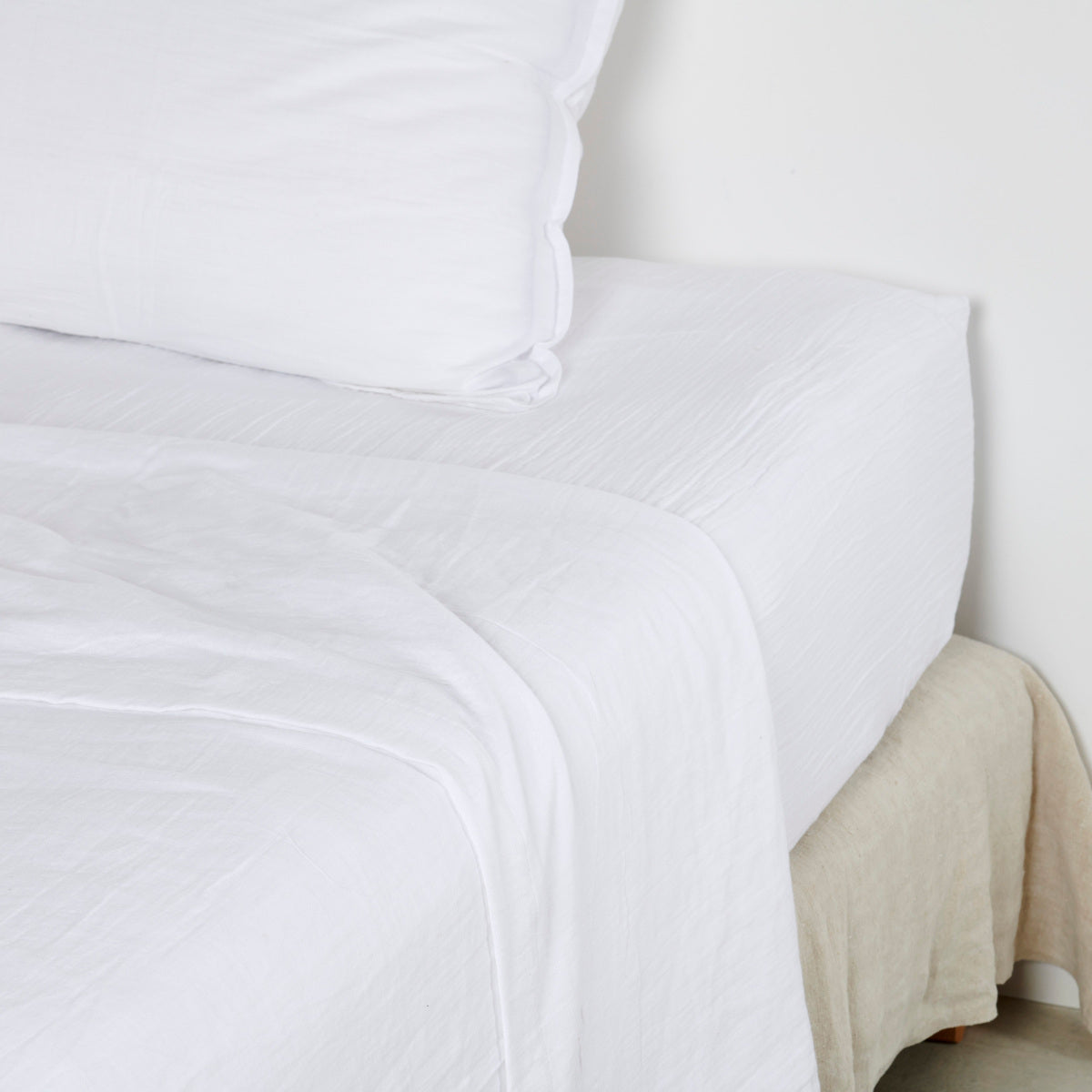 Drap plat - Gaze de coton #Couleur_BLANC