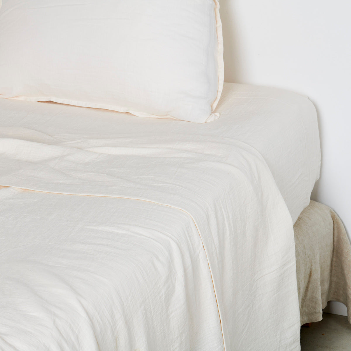 Drap plat - Gaze de coton #Couleur_IVOIRE
