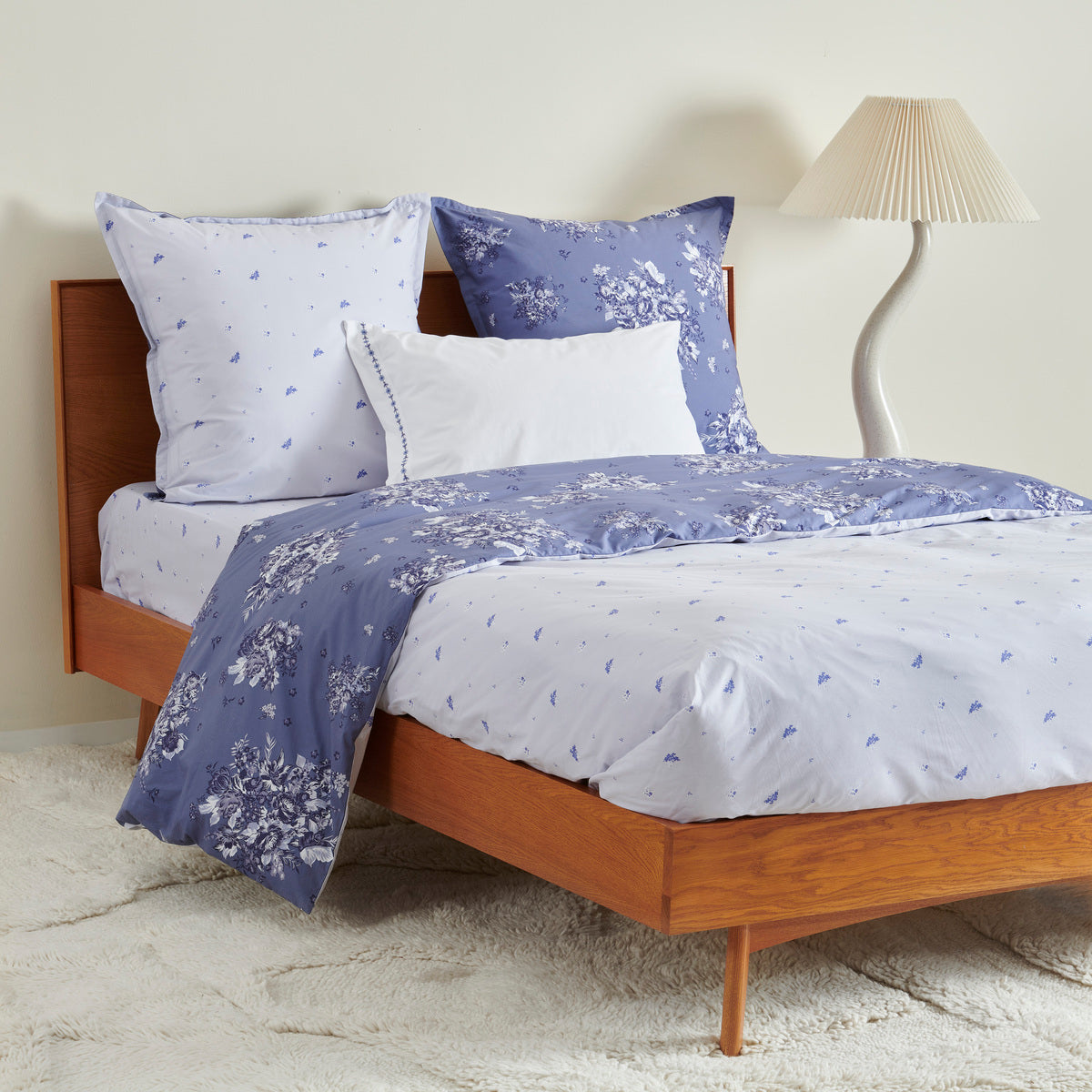 Housse de couette Poème Bleu - Percale de coton