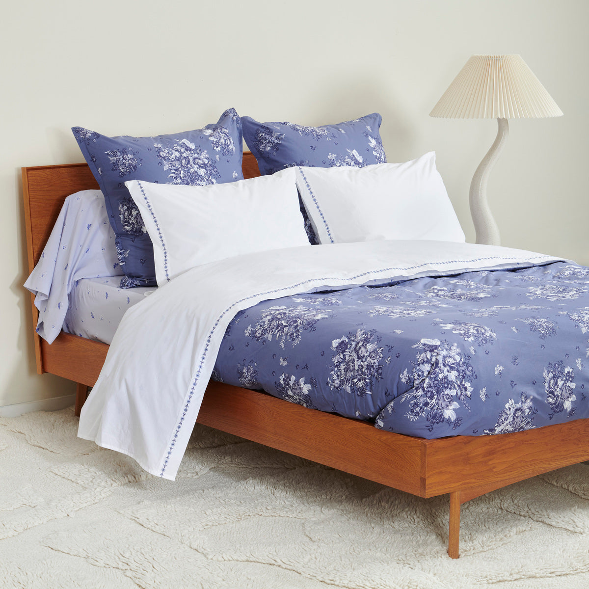 Taie d'oreiller Poème Bleu - Percale de coton