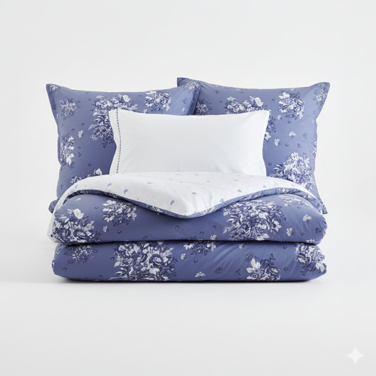 Taie d'oreiller Poème Bleu - Percale de coton