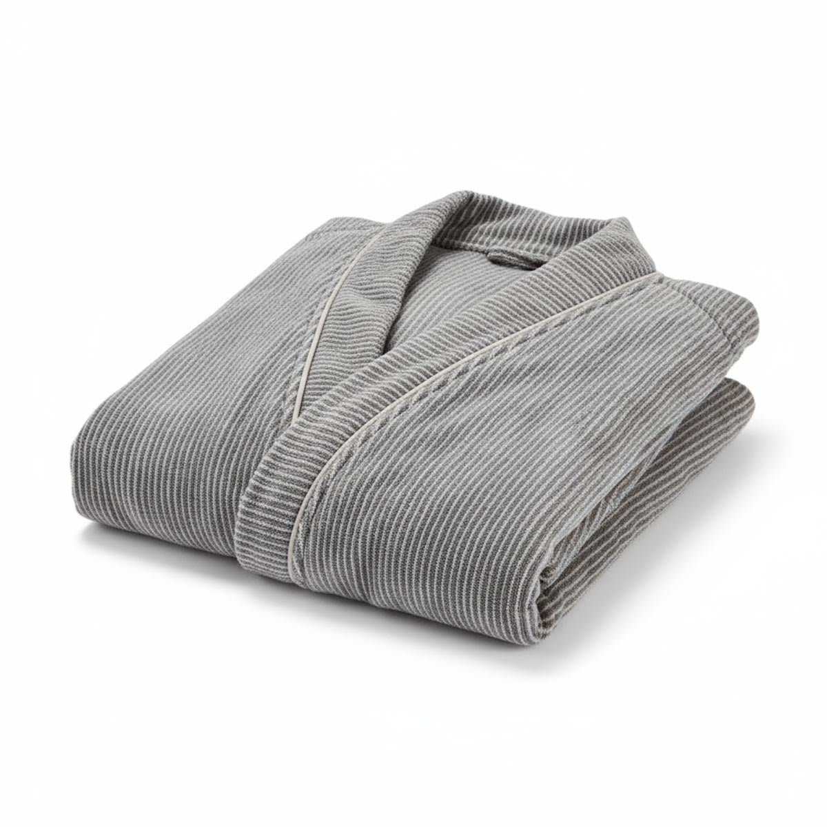 Peignoir Rayé - Éponge et Velours 380g/m²  #Couleur_GRIS/LIN