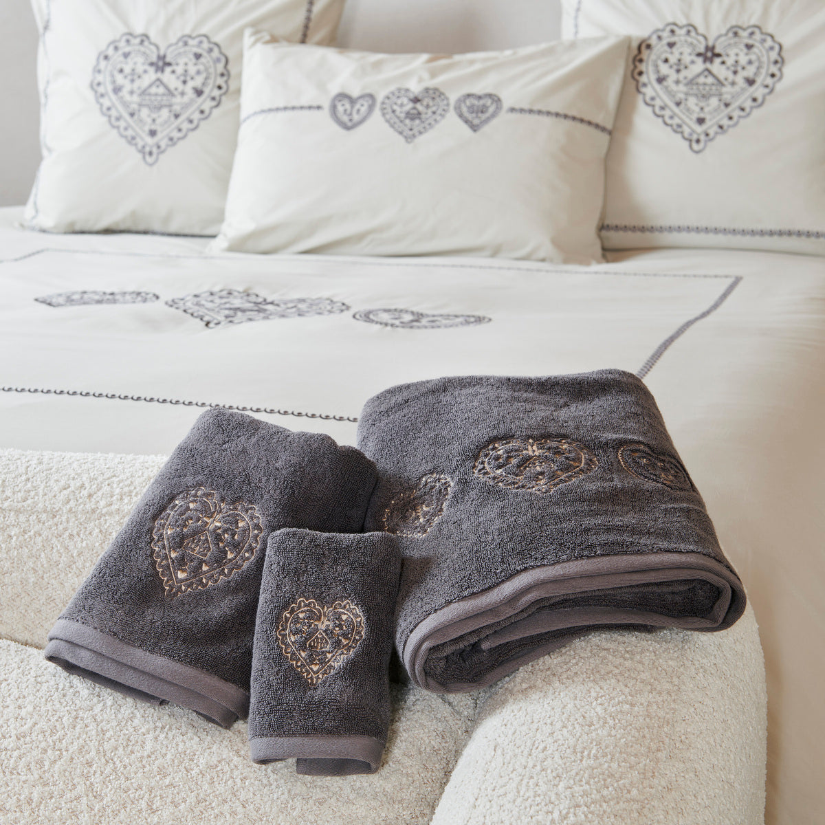Serviette Nuit au Chalet - Coton 600g/m² #Couleur_CRAIE