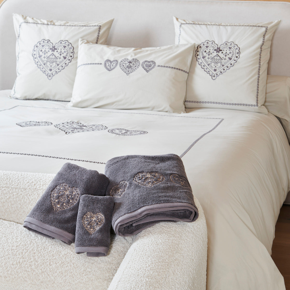 Drap de douche Nuit au Chalet - Coton 600g/m² #Couleur_ANTHRACITE
