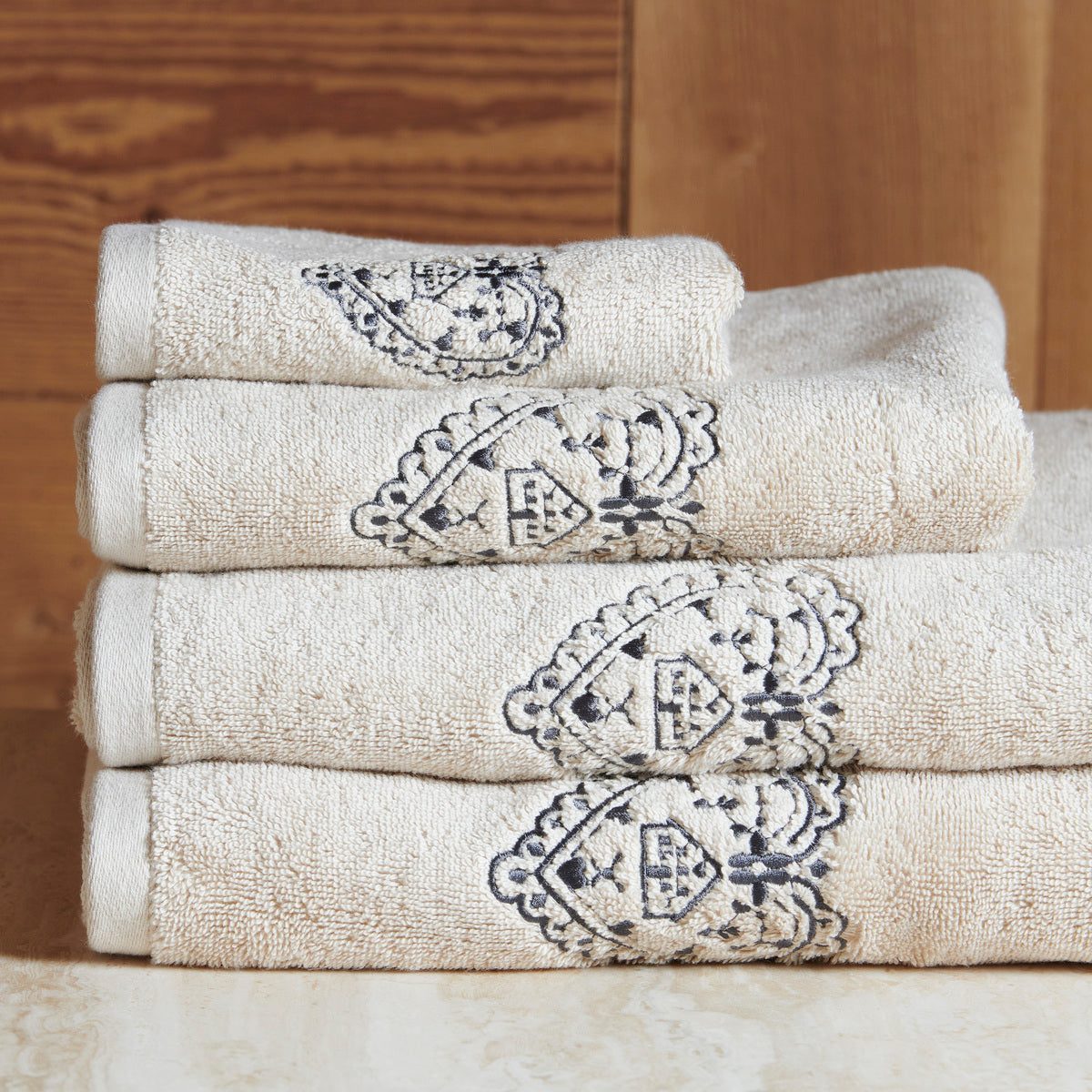 Serviette Nuit au Chalet - Coton 600g/m² #Couleur_CRAIE