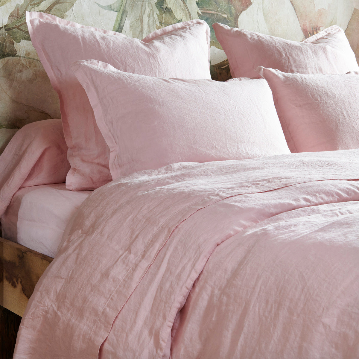Taie de traversin - Uni Lin Lave #Couleur_ROSE PETALE
