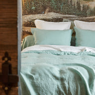 Housse de couette - Uni Lin Lave #Couleur_AMANDE #Couleur_BLANC