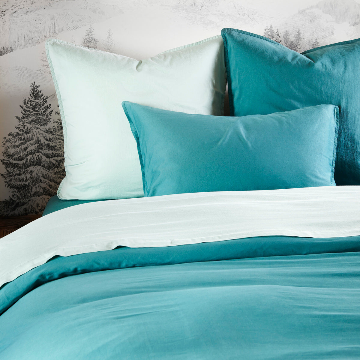 Drap housse - Satin Lavé #Couleur_BLEU TILLEUL