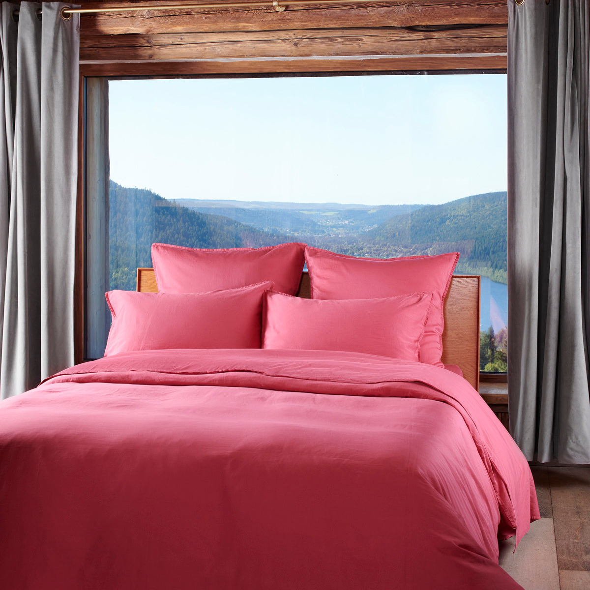 Drap housse - Satin Lavé #Couleur_FRAMBOISE