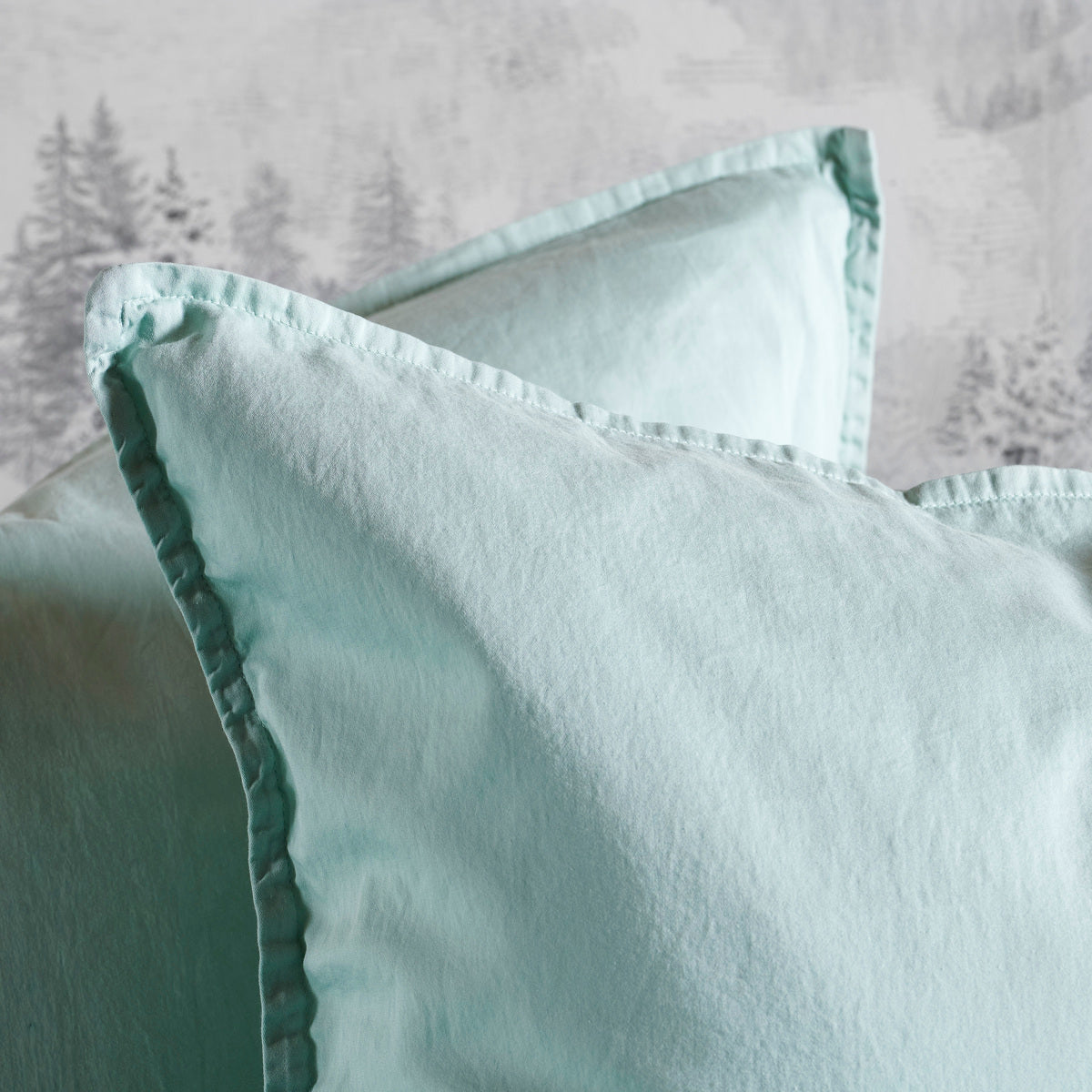 Taie d'oreiller - Satin Lavé #Couleur_BLEU TILLEUL