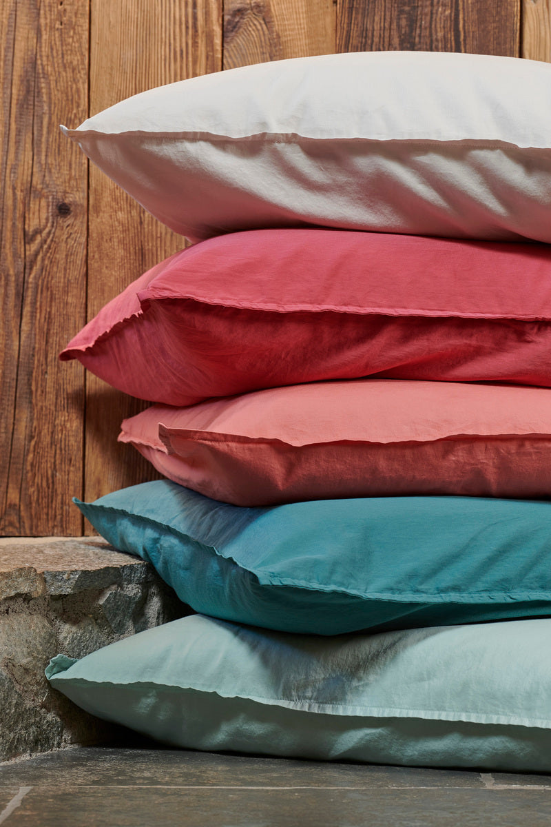 Taie d'oreiller - Satin Lavé #Couleur_BLEU TILLEUL