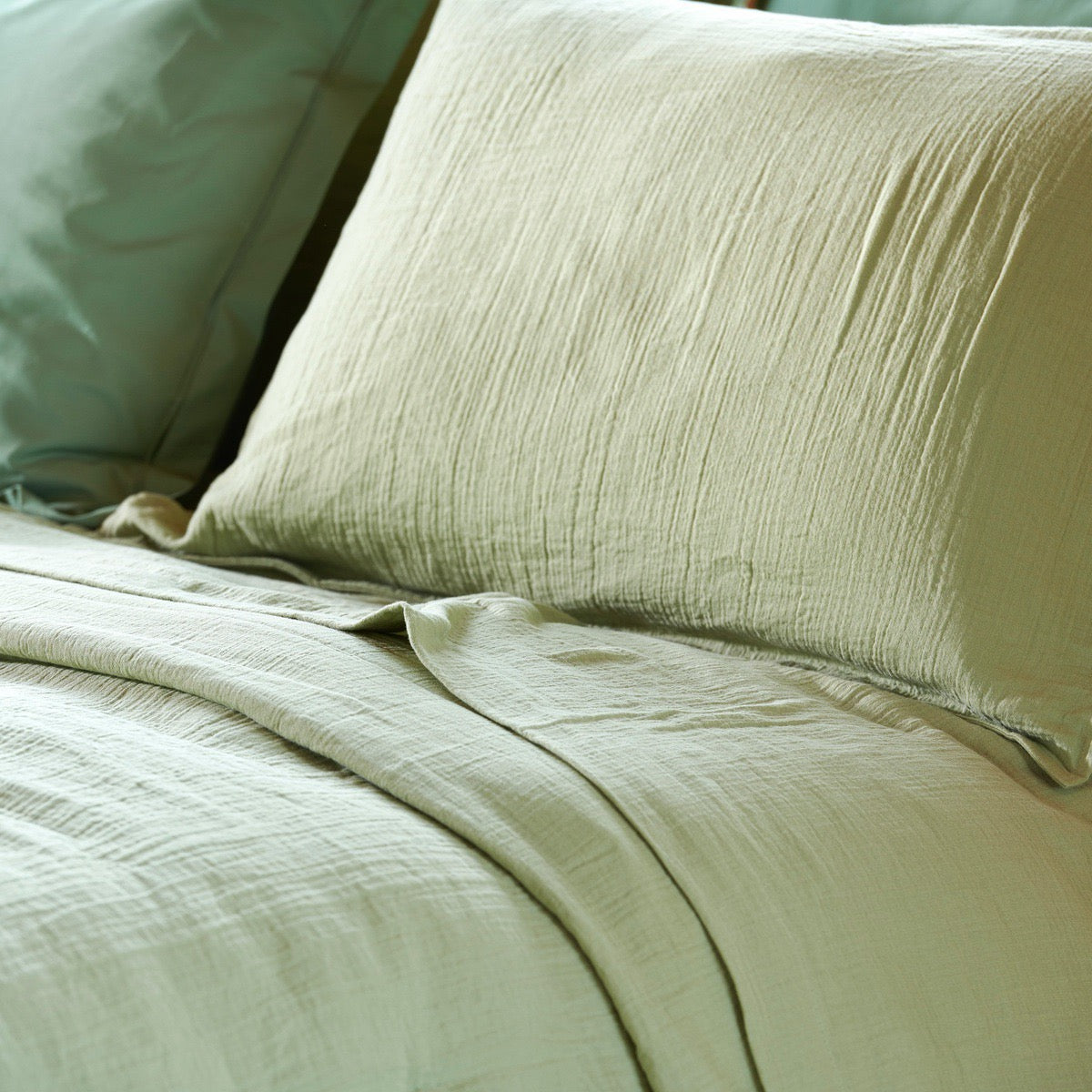 Drap plat - Gaze de Coton #Couleur_LICHEN