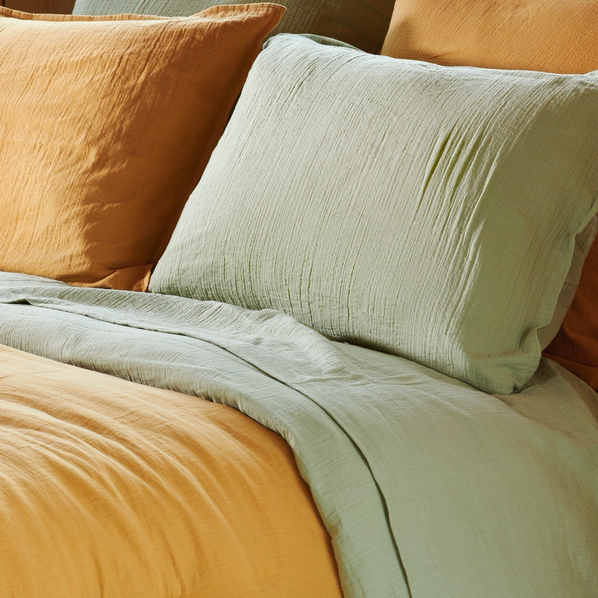 Drap plat - Gaze de Coton #Couleur_LICHEN