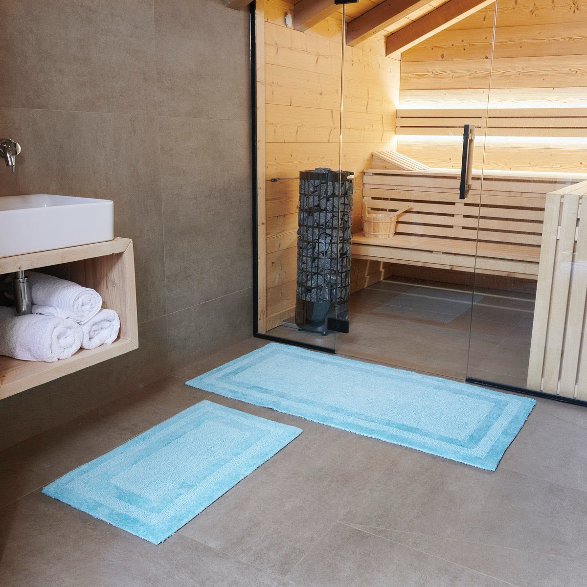 Tapis de bain réversible Zéphyr - Coton 2400g/m² #Couleur_MENTHE FRAICHE ZEPHYR