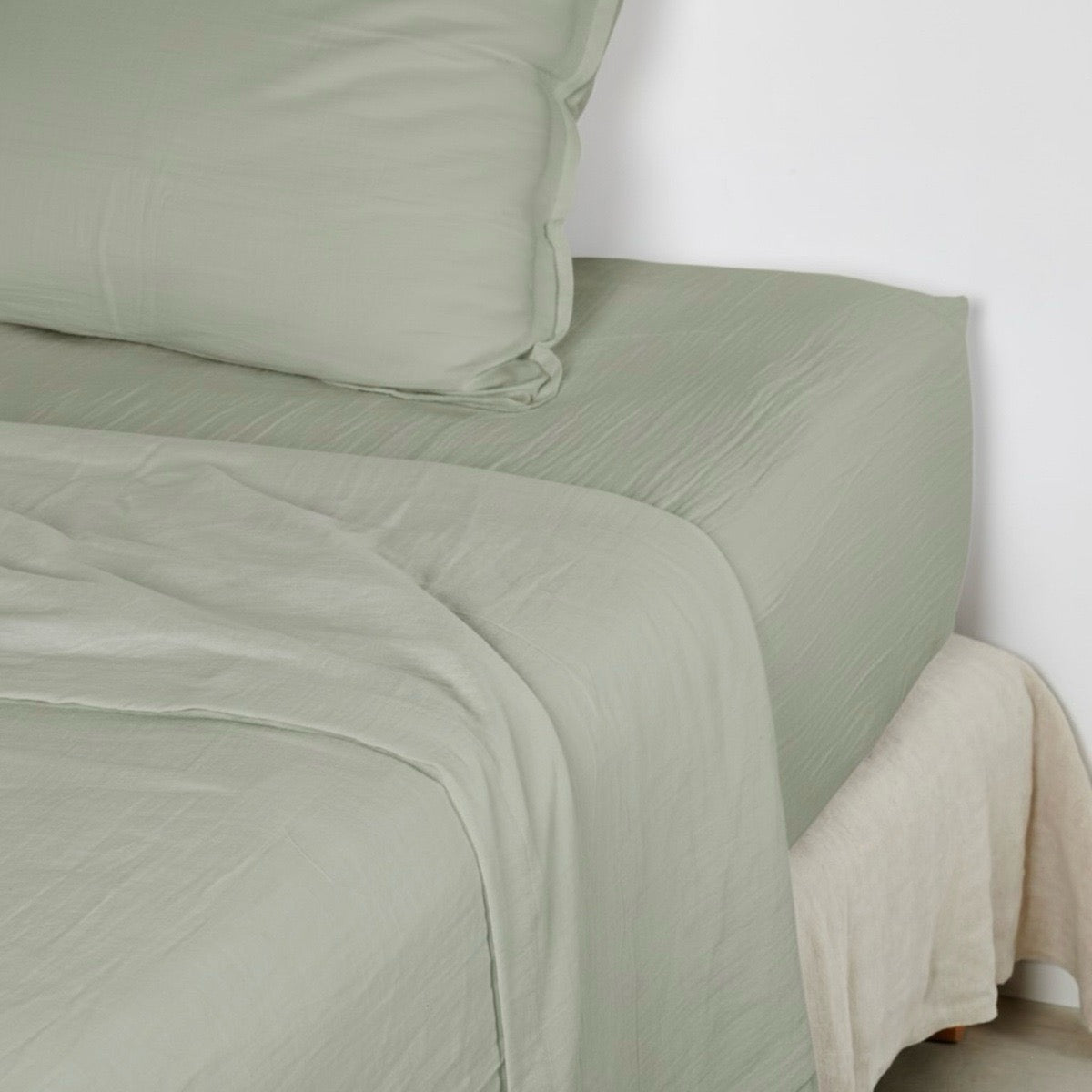 Drap plat - Gaze de Coton #Couleur_LICHEN