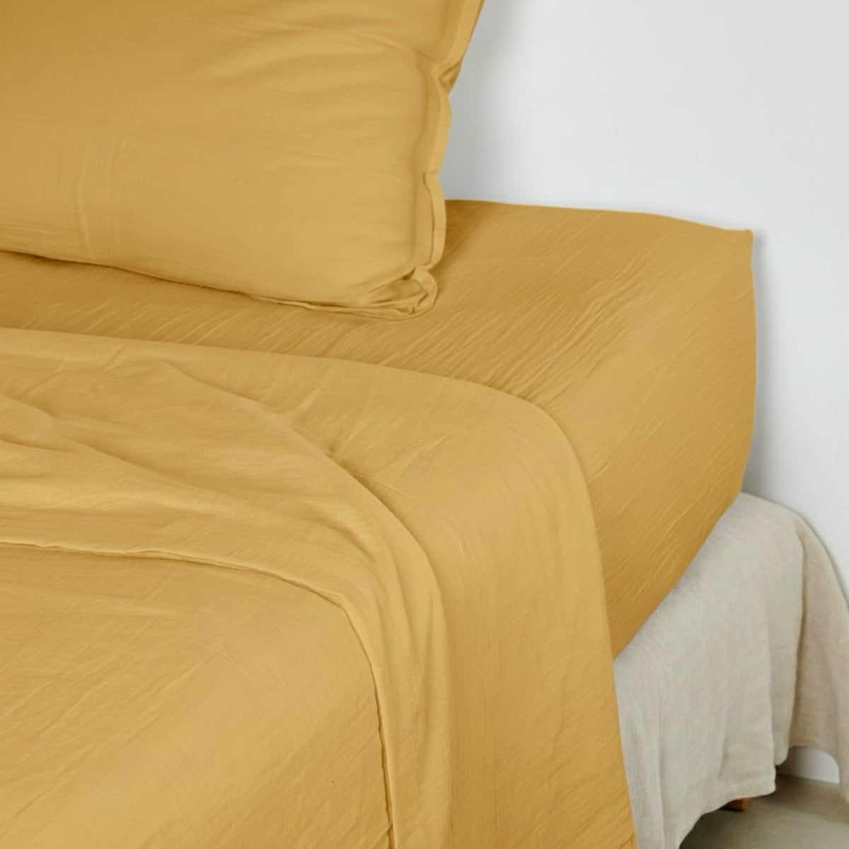 Drap plat - Gaze de Coton #Couleur_TOURNESOL