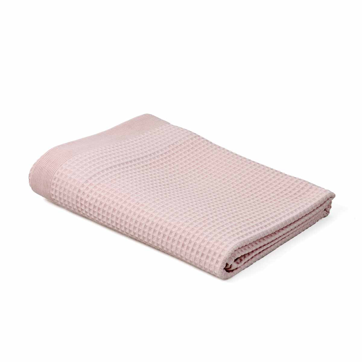 Serviette 50x100 cm en coton nid d’abeille 300 g/m² – Coloris Rose pale – Gamme Épure #Couleur_ROSE PALE