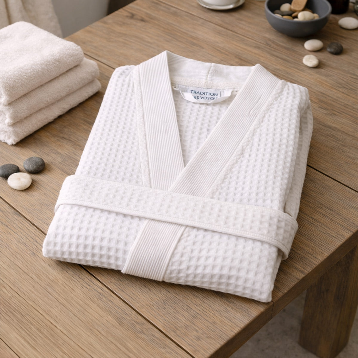 Kimono nid d’abeille coton 300 g/m² – S à XXL – Épure - Blanc #Couleur_BLANC