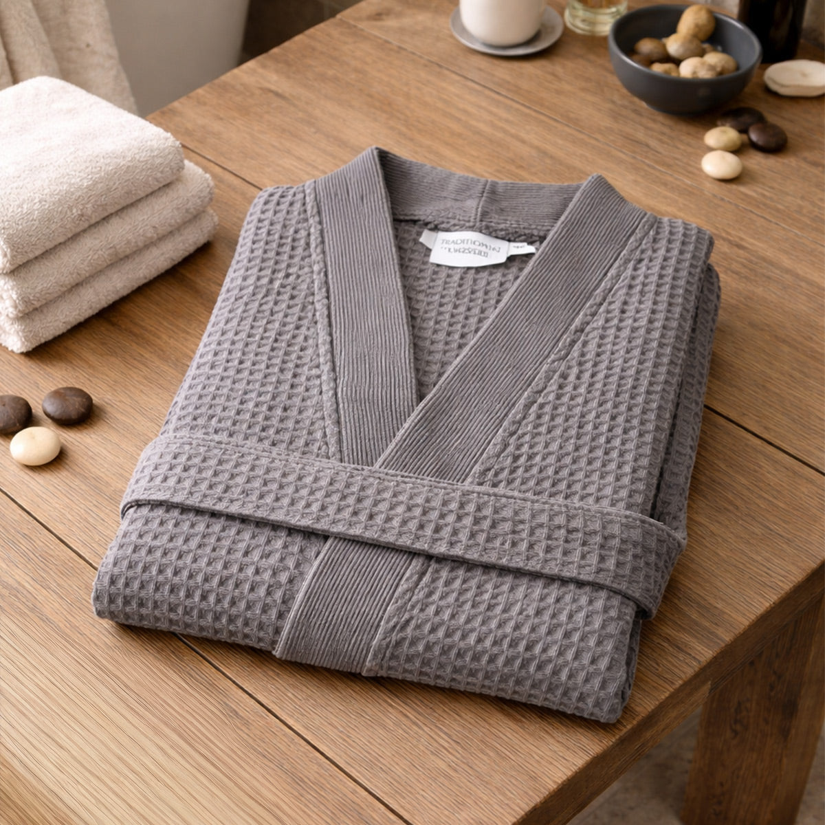 Kimono nid d’abeille coton 300 g/m² – S à XXL – Épure - Carbone