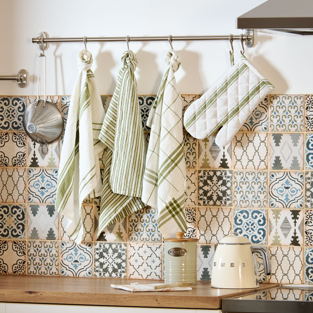lot de torchons et gant de cuisine vert #Couleur_VERT