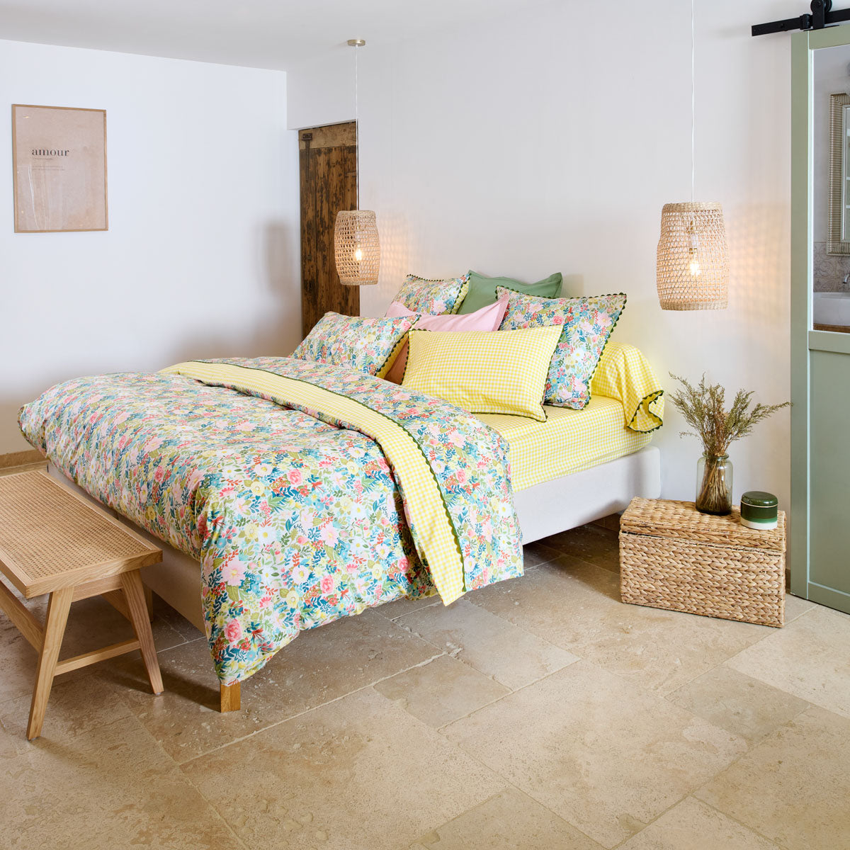 Housse de couette fleurie parure de lit lili