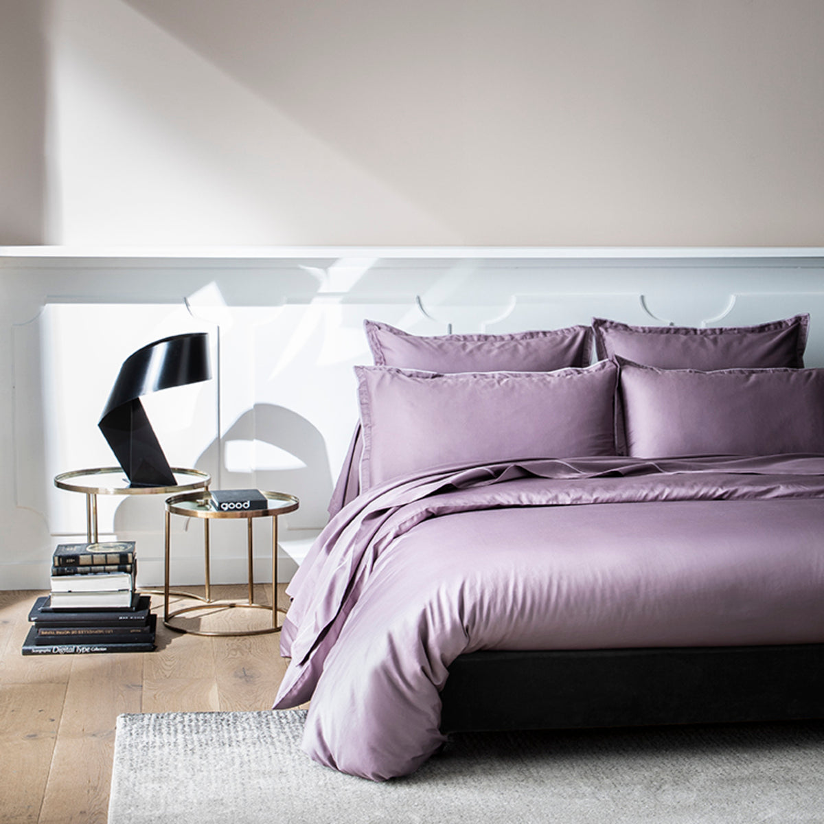Drap housse Opium - Satin de coton #Couleur_LILAS