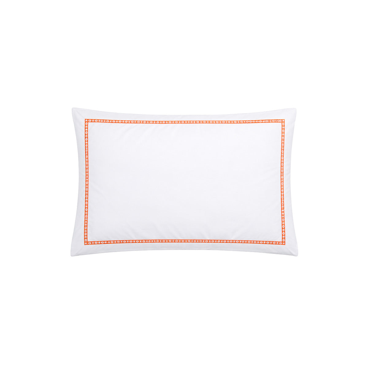 Taie rectangulaire : Finition brodée terracotta pour une touche graphique élégante