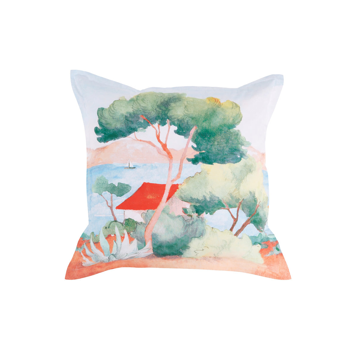 Taies carrées : Décor aquarellé inspiré des paysages atlantiques