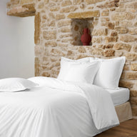 Housse de couette blanche coton 57 fils duo coton #Couleur_BLANC