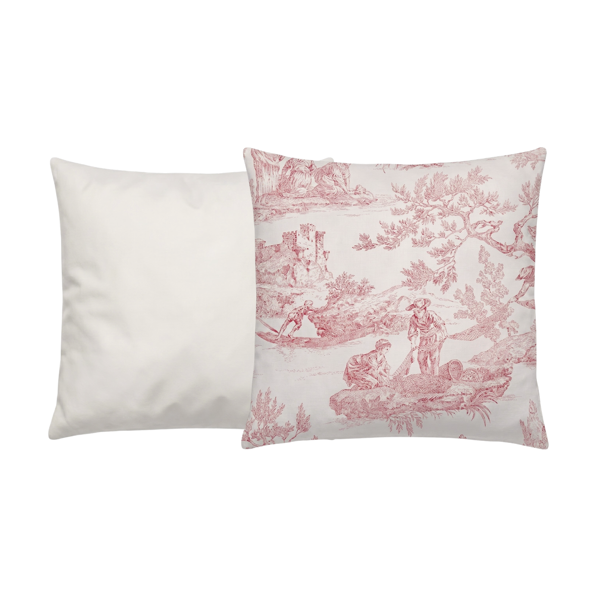 Taie d'oreiller Tendresse - Percale de coton #Couleur_BORDEAUX/NATUREL