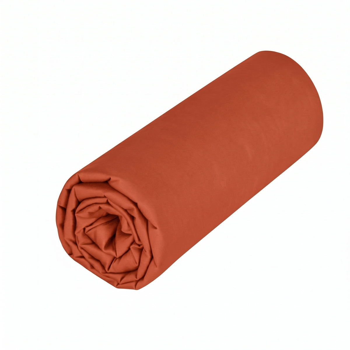 Drap housse double - Uni Percale de coton #Couleur_TERRE CUITE