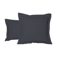 Taie d'oreiller - Uni Percale de coton #Couleur_GRIS ANTHRACITE 