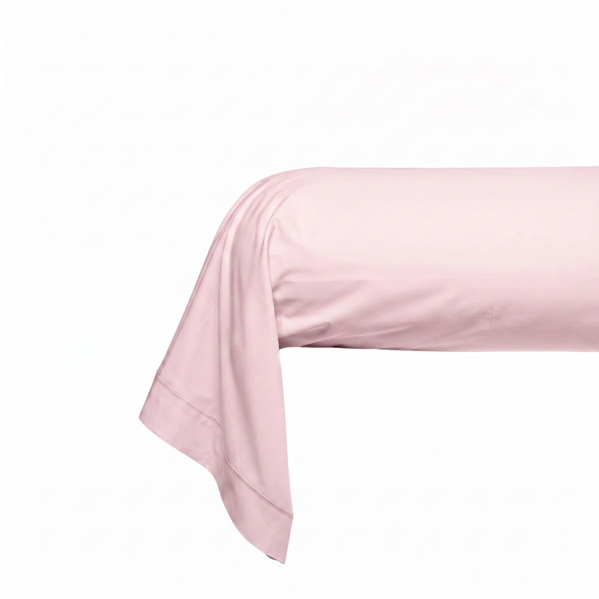 Taie de traversin - Uni Percale de coton #Couleur_ROSE DRAGEE