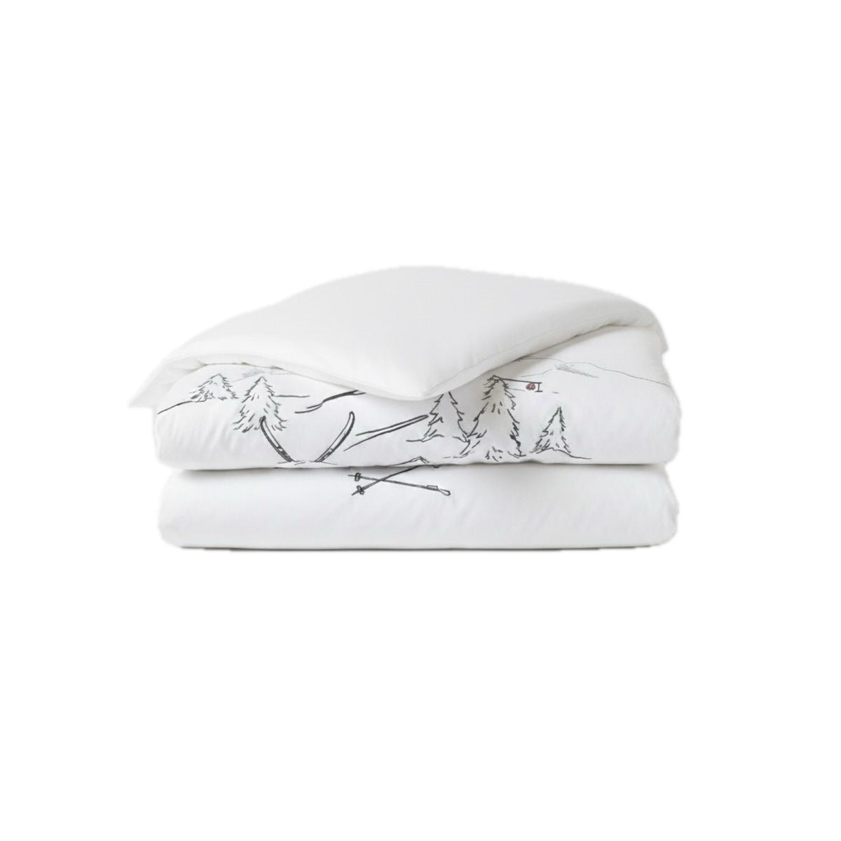 Housse de couette Vosges - Percale de coton brodée #Couleur_BLANC