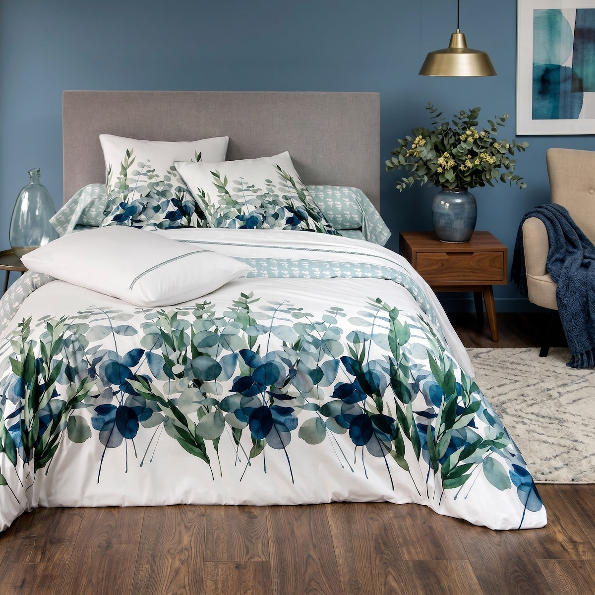 Taie de Traversin Eucalyptus - Percale de coton #Couleur_VERT