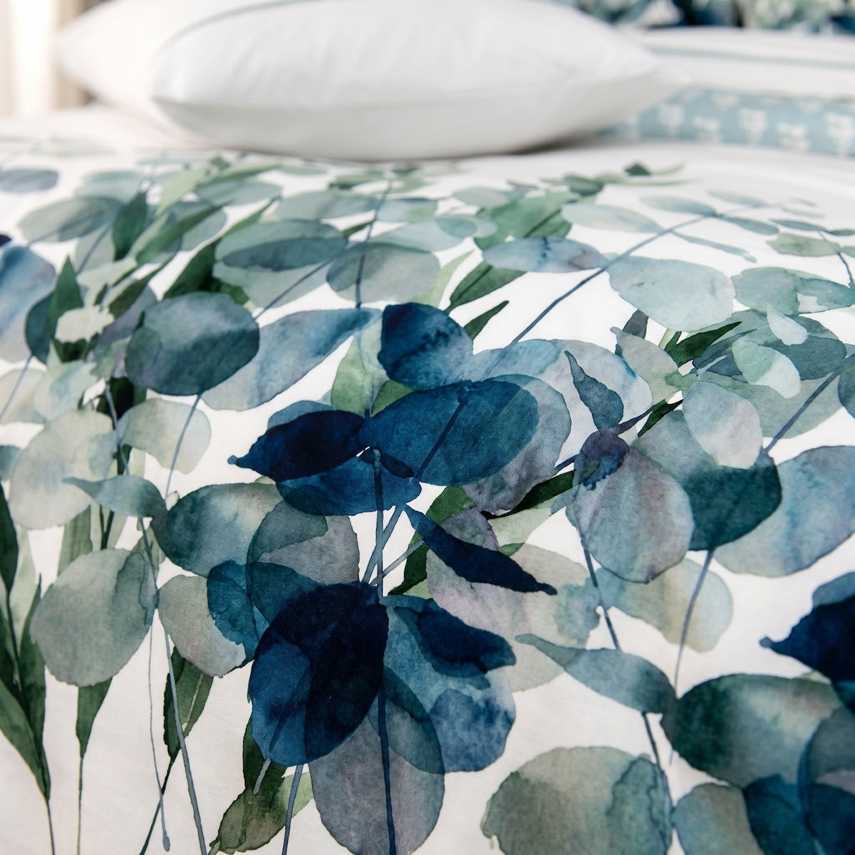 Housse de couette Eucalyptus - Percale de coton #Couleur_VERT