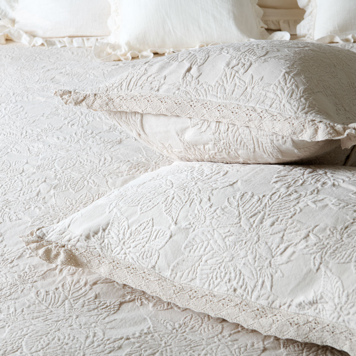 taie adele avec bordure dentelle crochetée coloris lin #Couleur_BEIGE LIN
