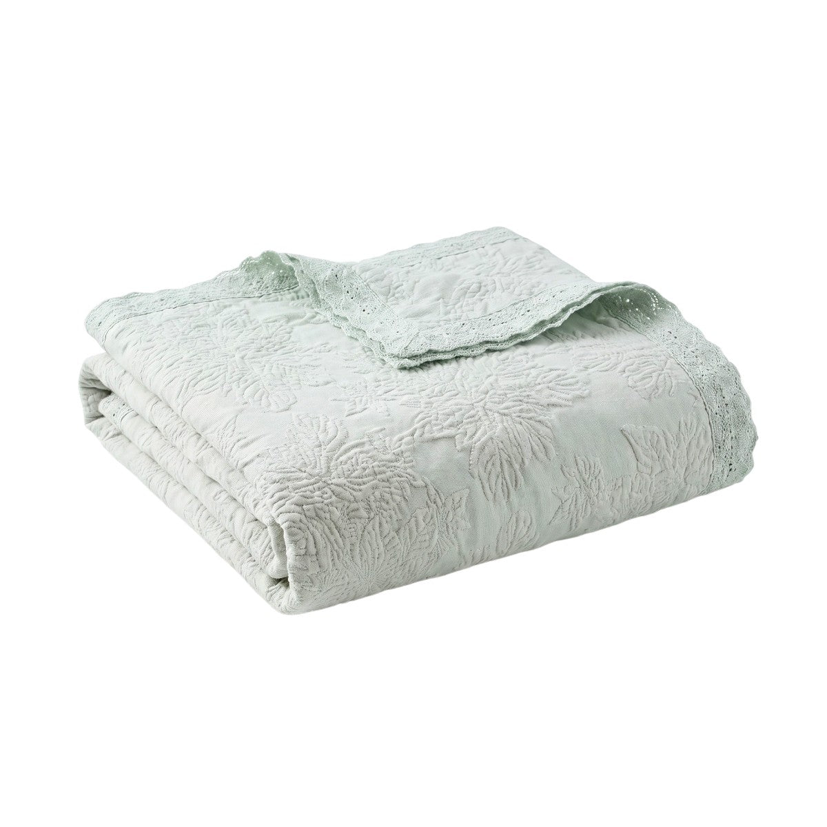 Couvre-lit Adèle – Coton piqué jacquard #Couleur_VERT AMANDE