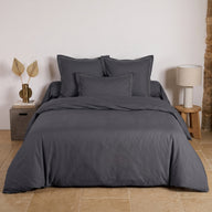 Housse de couette - Uni Percale de coton #Couleur_GRIS ANTHRACITE 