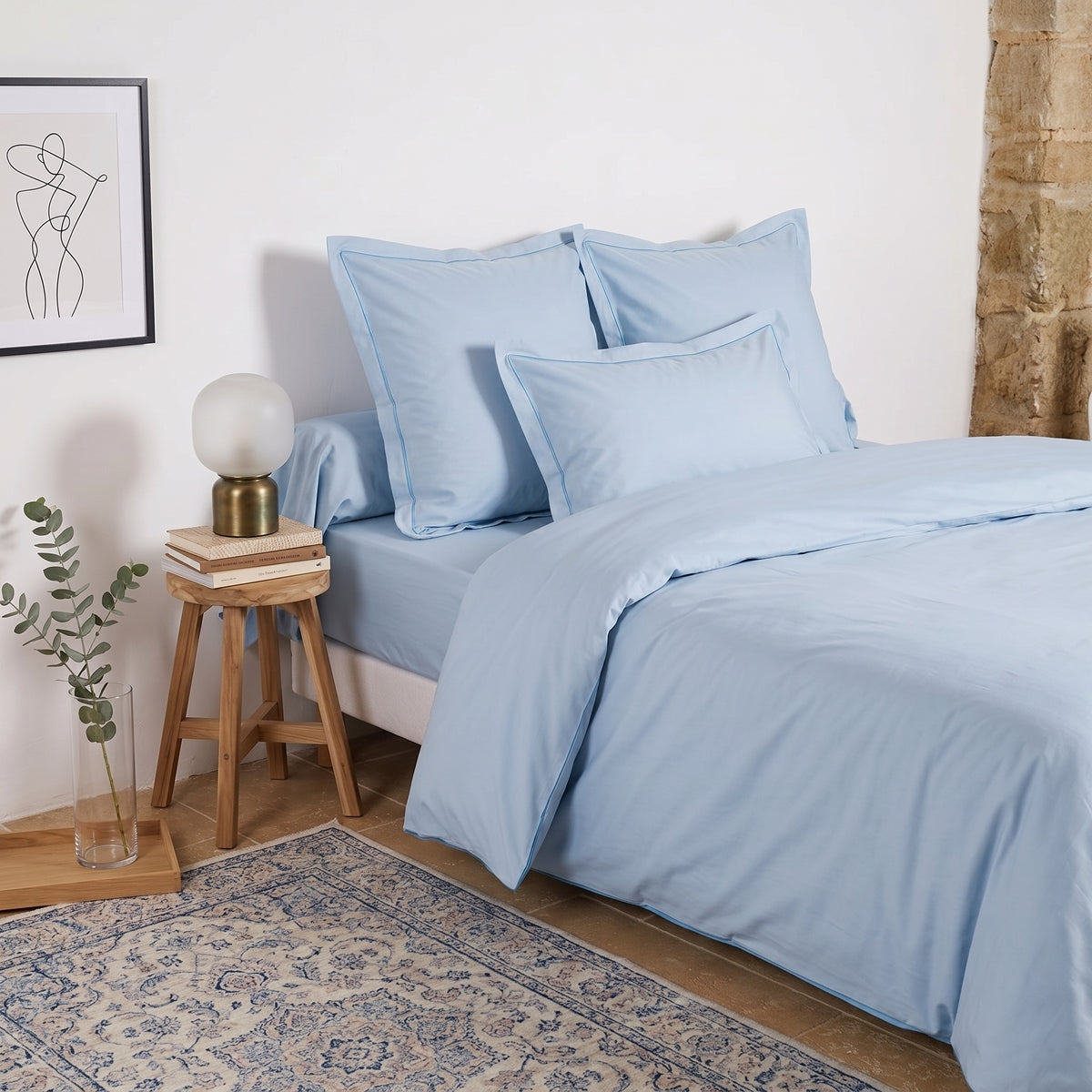 Housse de couette - Uni Percale de coton #Couleur_BLEU HORIZON 